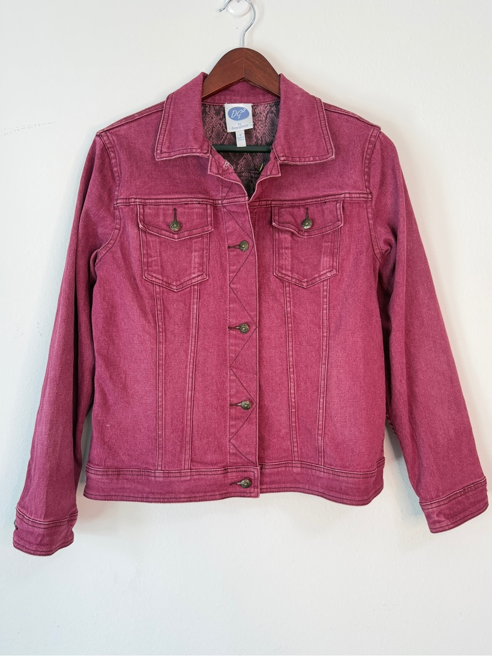 Vintage Y2K DG2 Diane Gilman Pink Washed Denim Jacket Boho Girly Grunge Womens